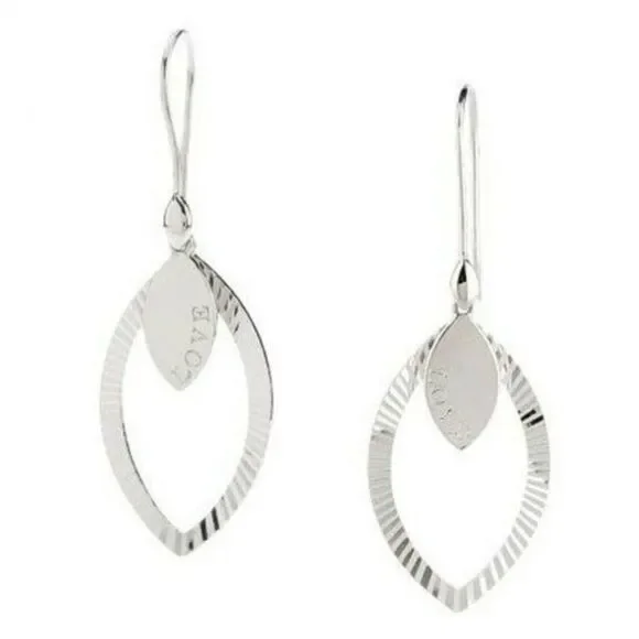 Mary Margrill Sterling “Love” Petal Marquise Drop Earrings NWOT - Picture 1 of 1